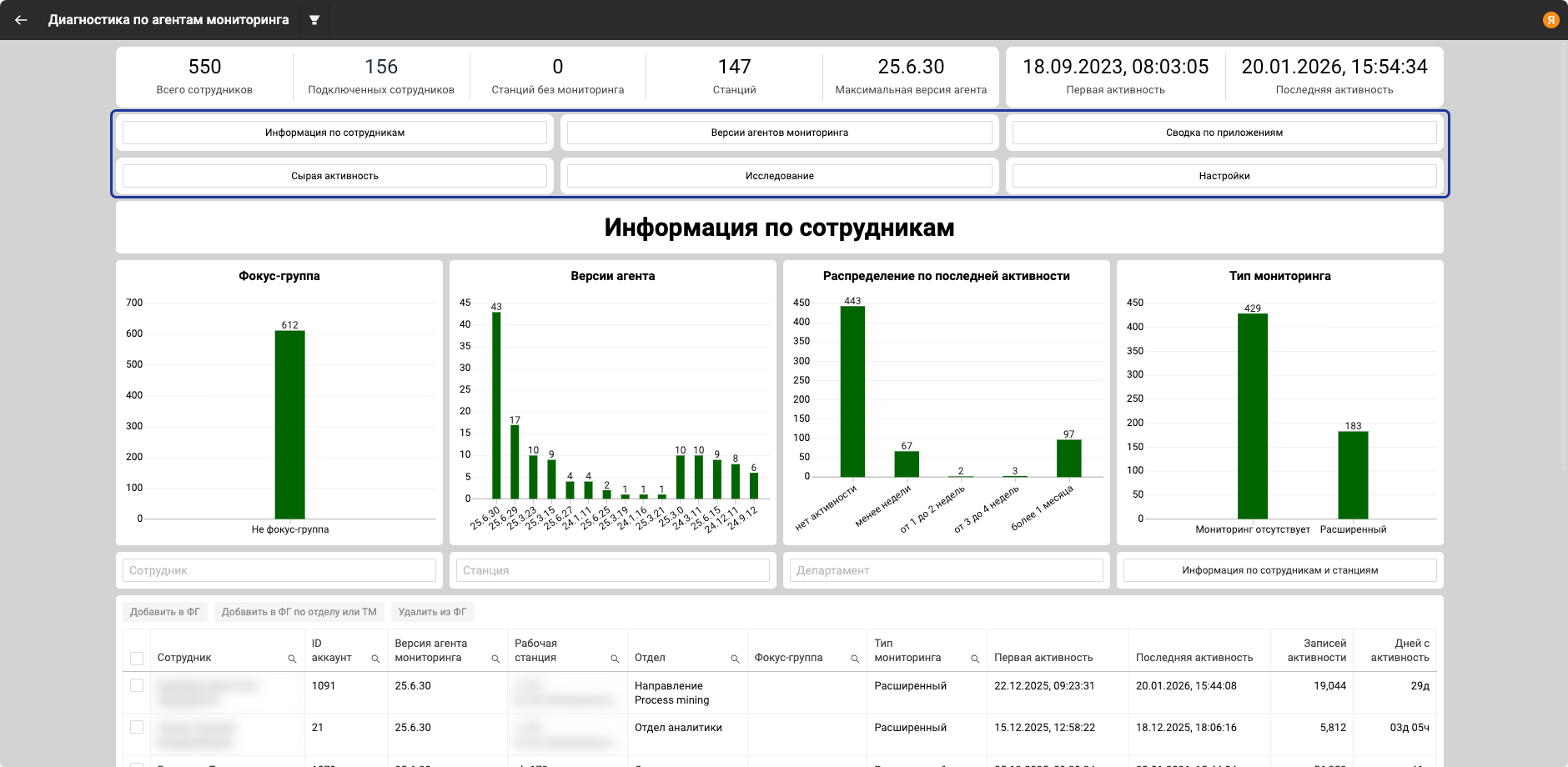 Кнопки разделов